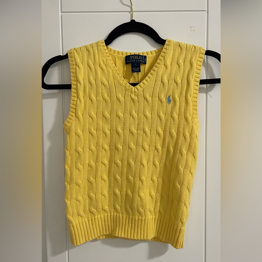 NEW Polo Ralph Lauren Boys Cable Knit Cotton V-Neck Sweater Vest